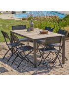 Mesa BOSTON + 6 sillas de jardín plegables gris antracita