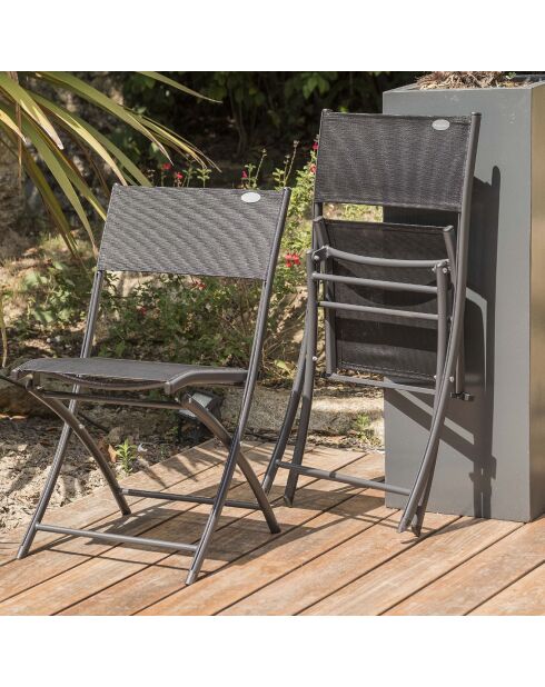 Mesa BOSTON + 6 sillas de jardín plegables gris antracita