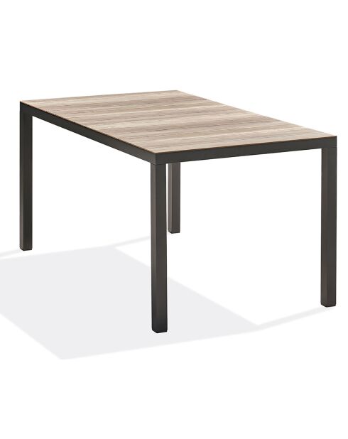 BOSTON Gartentisch aus Aluminium und Polywood-Platte mit anthrazitgrauer Holzoptik - 150x90x73 cm
