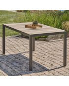 BOSTON Gartentisch aus Aluminium und Polywood-Platte mit anthrazitgrauer Holzoptik - 150x90x73 cm