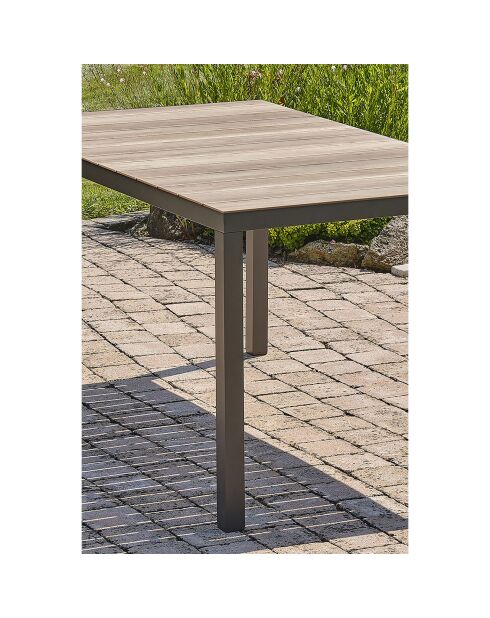 BOSTON Gartentisch aus Aluminium und Polywood-Platte mit anthrazitgrauer Holzoptik - 150x90x73 cm