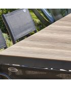 BOSTON Gartentisch aus Aluminium und Polywood-Platte mit anthrazitgrauer Holzoptik - 150x90x73 cm