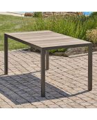 BOSTON Gartentisch aus Aluminium und Polywood-Platte mit anthrazitgrauer Holzoptik - 150x90x73 cm