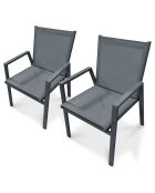 2 Fauteuils de jardin FLORIDE empilables gris anthracite
