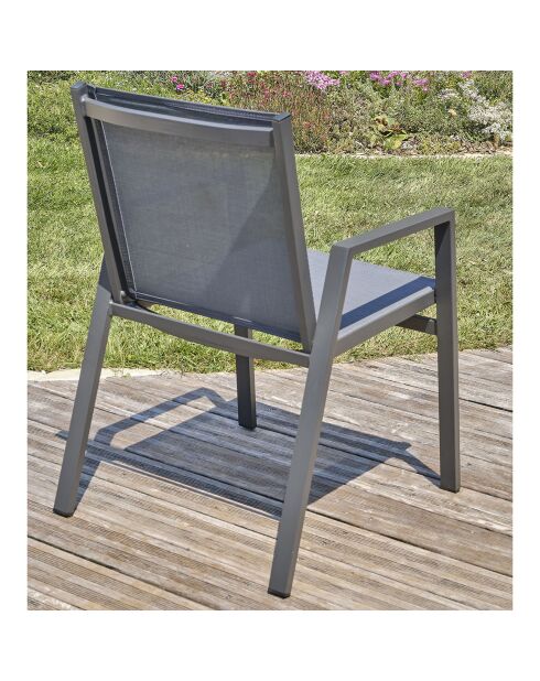 2 Fauteuils de jardin FLORIDE empilables gris anthracite