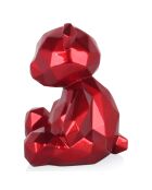 Sculpture en résine Ourson à facettes rouge - 20x18x16 cm