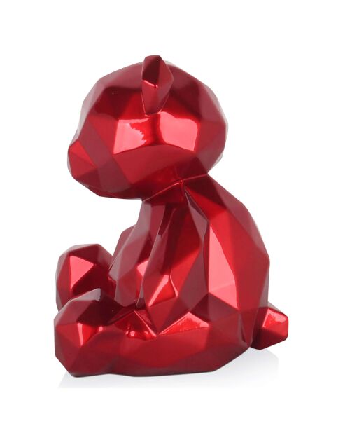 Sculpture en résine Ourson à facettes rouge - 20x18x16 cm