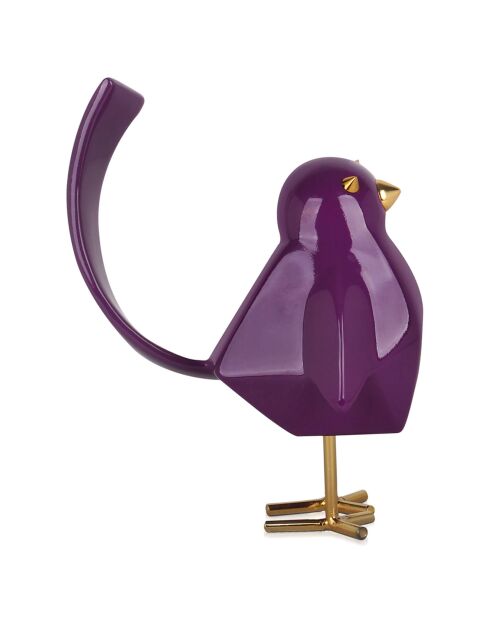 Sculpture en résine Oiseau violette - 30x18x21 cm