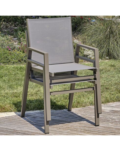 2 Fauteuils de jardin FLORIDE empilables quartz