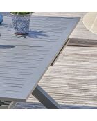 Tuinset FLORIDE tafel met verlengstuk + 6 antracietgrijze stapelbare fauteuils