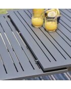 Tuinset FLORIDE tafel met verlengstuk + 6 antracietgrijze stapelbare fauteuils