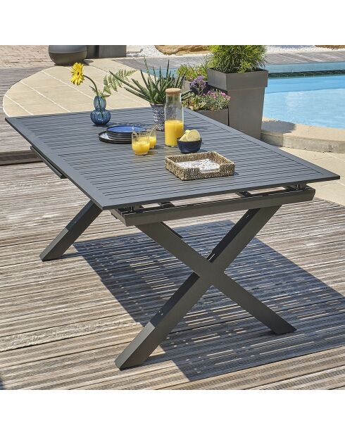Tuintafel Florida aluminium met antracietgrijze verlenging - 180/240x100x77 cm
