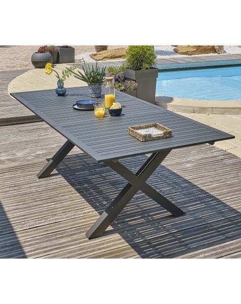 Tuintafel Florida aluminium met antracietgrijze verlenging - 180/240x100x77 cm