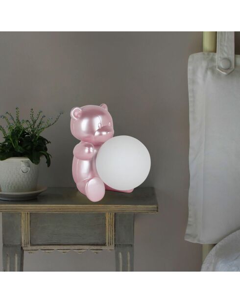 Lampe Ourson rose - 26x20x27 cm