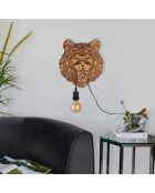 Lampe Tête de tigre bronze - 37x33x22 cm