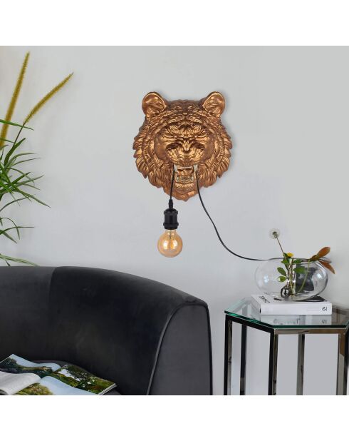 Lampe Tête de tigre bronze - 37x33x22 cm