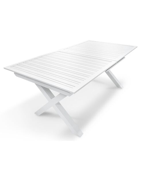 Tavolo da giardino Florida in alluminio con prolunga bianca - 180/240x100x77 cm