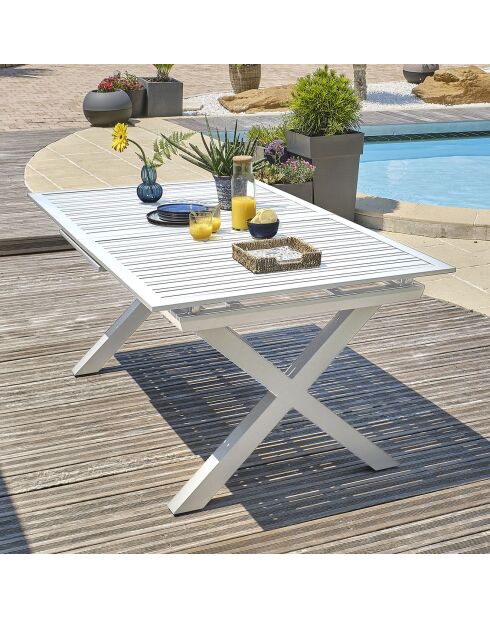 Tavolo da giardino Florida in alluminio con prolunga bianca - 180/240x100x77 cm