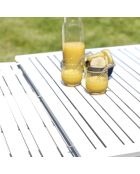 FLORIDE Gartengarnitur mit Verlängerung + 8 weiße stapelbare Sessel