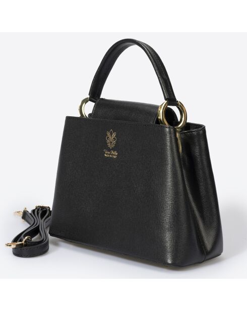 Borsa a mano in pelle nera - 24x12x18 cm