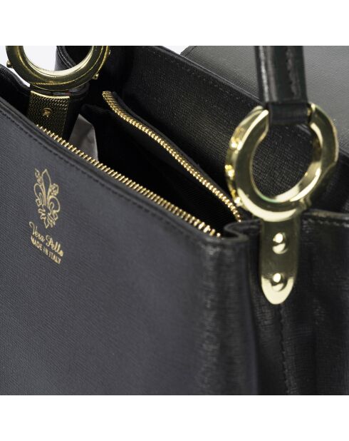 Borsa a mano in pelle nera - 24x12x18 cm