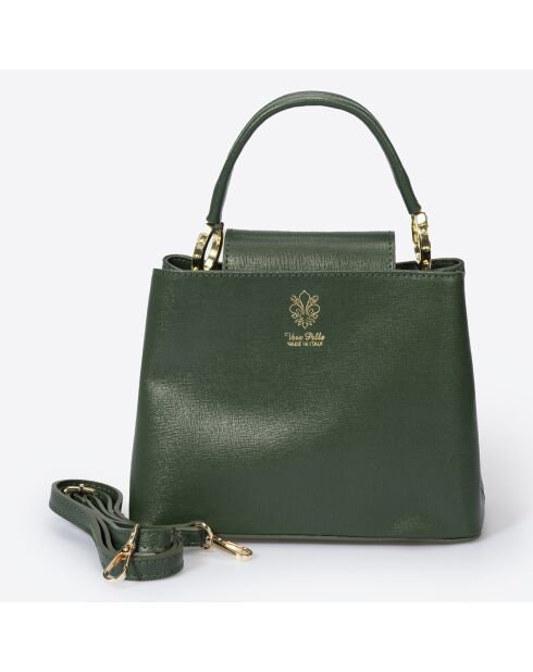 Bolso de piel verde - 24x12x18 cm