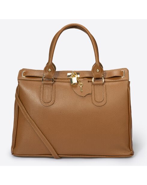 Borsa a mano Coralie in pelle cognac - 36x18x28 cm