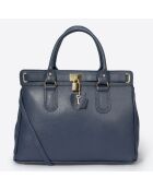 Borsa a mano in pelle blu - 36x18x28 cm