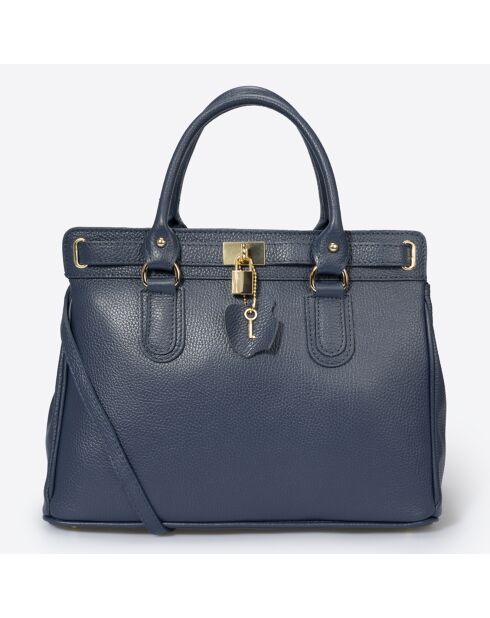 Borsa a mano in pelle blu - 36x18x28 cm