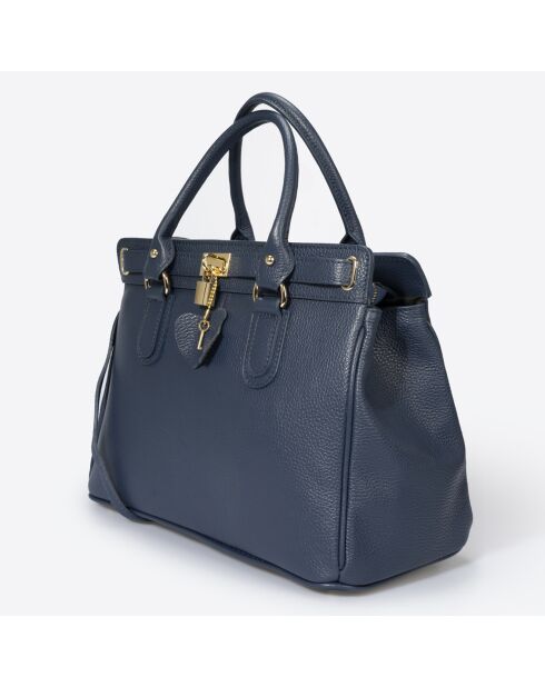 Borsa a mano in pelle blu - 36x18x28 cm