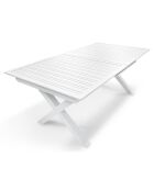 FLORIDE Gartengarnitur mit Verlängerung+6 weiße stapelbare Sessel