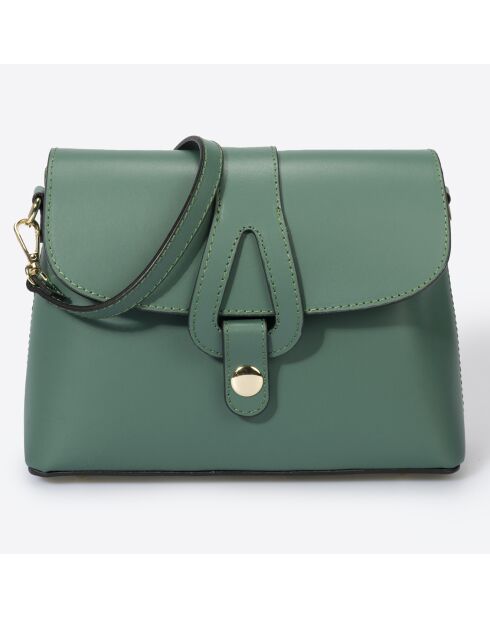 Bandolera de piel verde pavo real - 25x9x19 cm