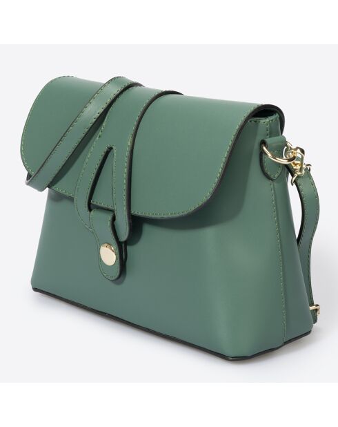 Bandolera de piel verde pavo real - 25x9x19 cm