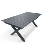 Gartenset FLORIDE Tisch mit Verlängerung + 8 stapelbare Sessel Anthrazitgrau