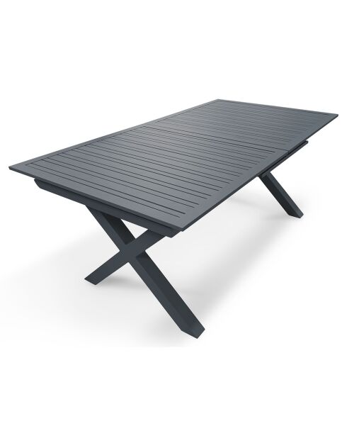 Gartenset FLORIDE Tisch mit Verlängerung + 8 stapelbare Sessel Anthrazitgrau