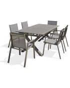 FLORIDE Gartengarnitur mit Verlängerung+6 stapelbare Quarzsessel