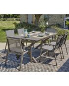 FLORIDE Gartengarnitur mit Verlängerung+6 stapelbare Quarzsessel