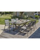 FLORIDE Gartengarnitur mit Verlängerung+6 stapelbare Quarzsessel