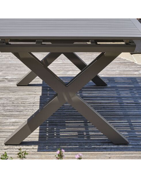 FLORIDE Gartengarnitur mit Verlängerung+6 stapelbare Quarzsessel