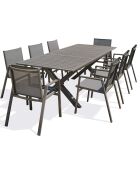 FLORIDE Gartengarnitur mit Verlängerung + 8 stapelbare Quarzsessel