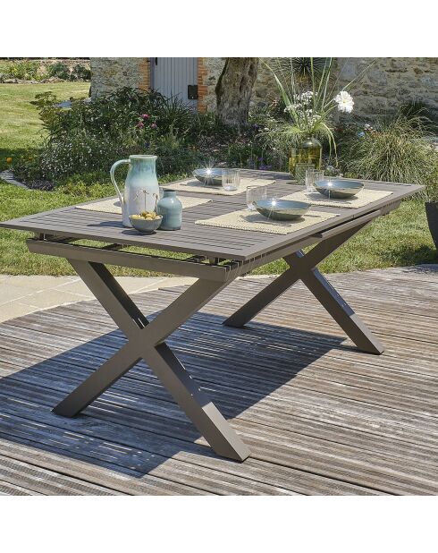 FLORIDE Gartengarnitur mit Verlängerung + 8 stapelbare Quarzsessel