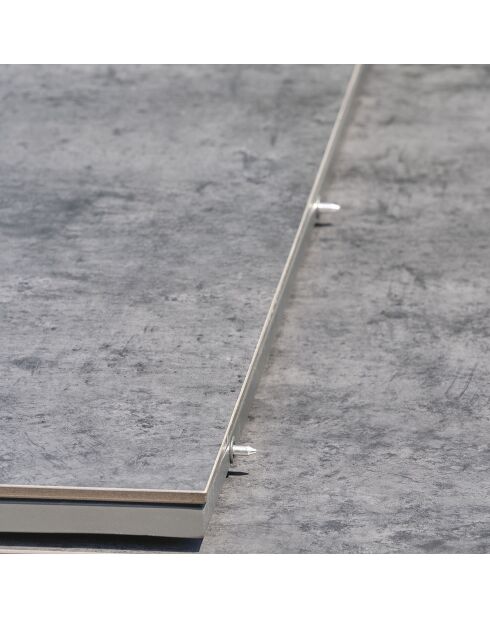 Gartenset FLORIDE Tisch mit Verlängerung + 6 anthrazitgraue stapelbare Sessel