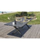 Gartenset FLORIDE Tisch mit Verlängerung + 8 stapelbare Sessel Anthrazitgrau