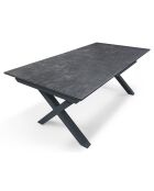 Gartenset FLORIDE Tisch mit Verlängerung + 8 stapelbare Sessel Anthrazitgrau