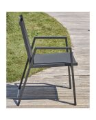 Gartenset FLORIDE Tisch mit Verlängerung + 6 anthrazitgraue stapelbare Sessel