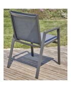 Gartenset FLORIDE Tisch mit Verlängerung + 8 stapelbare Sessel Anthrazitgrau