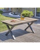 Gartenset FLORIDE Tisch mit Verlängerung + 6 anthrazitgraue stapelbare Sessel