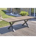 Gartenset FLORIDE Tisch mit Verlängerung + 6 anthrazitgraue stapelbare Sessel