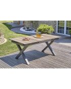 Gartenset FLORIDE Tisch mit Verlängerung + 8 stapelbare Sessel Anthrazitgrau