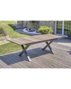 Gartenset FLORIDE Tisch mit Verlängerung + 8 stapelbare Sessel Anthrazitgrau